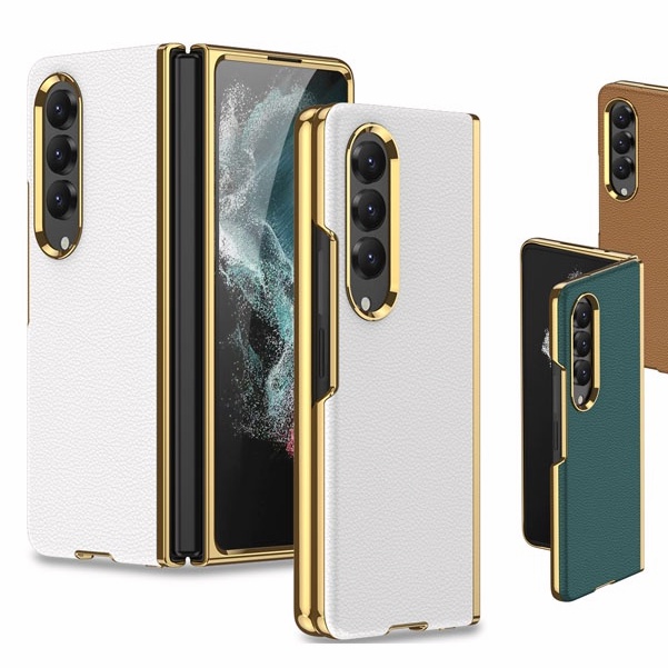 Ốp Điện Thoại Da Siêu Mỏng Mạ Điện Màu Trơn Kiểu Doanh Nhân Cho Samsung Z Fold 4 2022