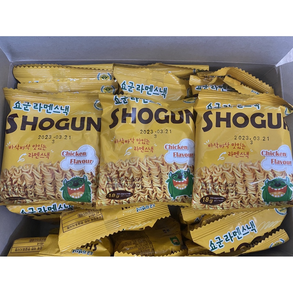 Mì tôm trẻ em Shogun Hàn Quốc hộp 30  gói 18gram, siêu ngon, tốt cho sức khoẻ, ăn vặt, ăn sáng cực tiện