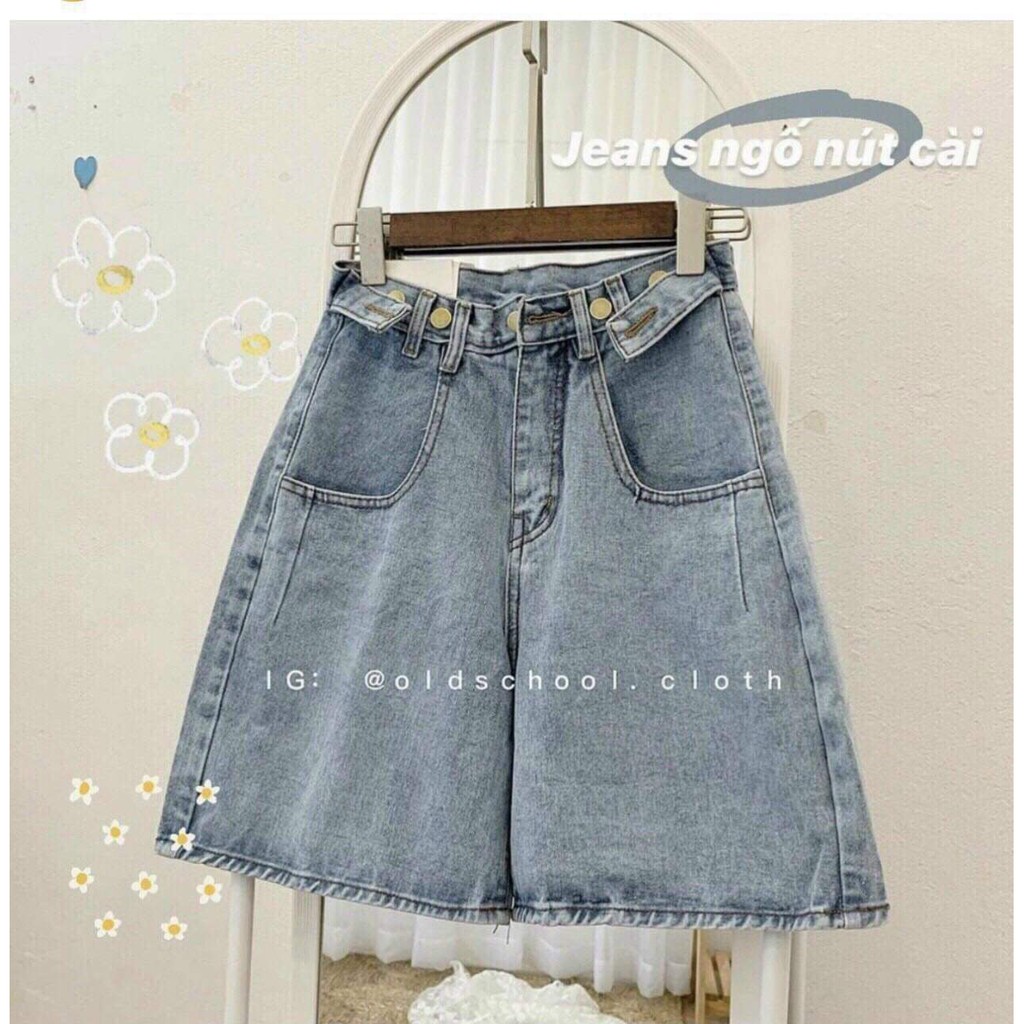 Quần Short Jean Cạp Cao Có Cúc Điều Chỉnh Eo, Quần Đùi Bò Chất Mềm Mịn | BigBuy360 - bigbuy360.vn