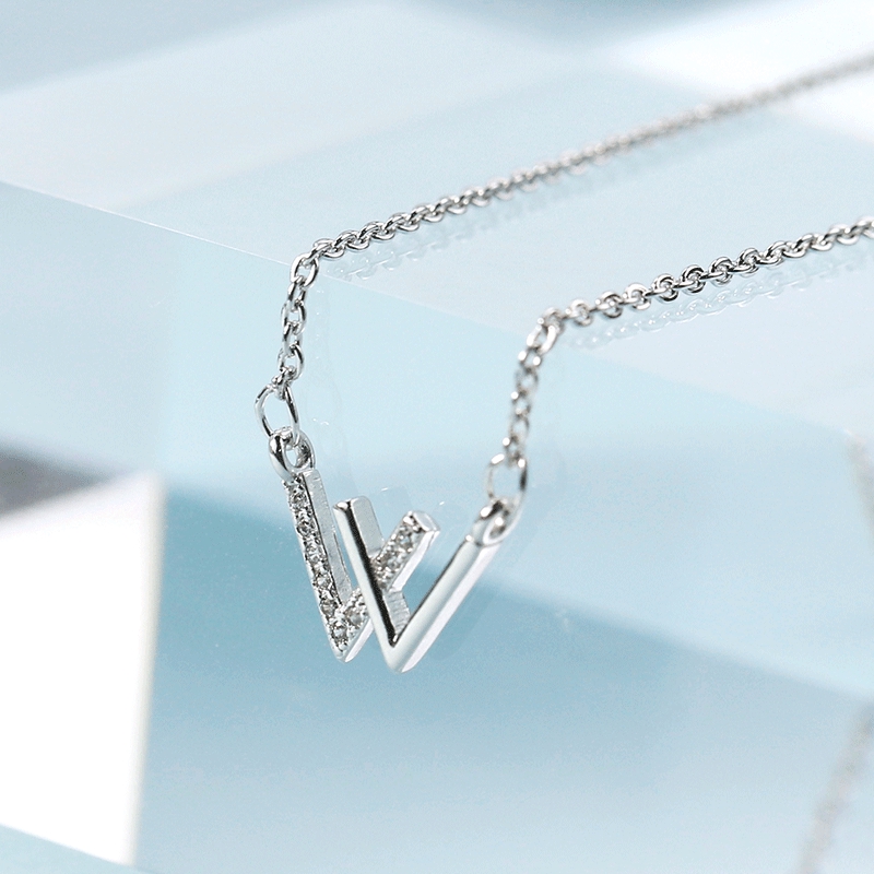 925 Silver Plated Brass Necklace Beautiful Waves Fashion For Women