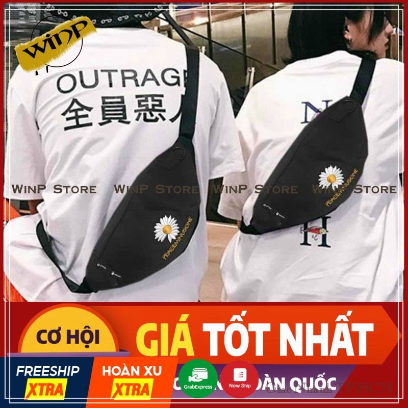 Túi bao tử đeo chéo hoa cúc rơi cánh cho cả nam và nữ cực tiện lợi,chất vải kaki hàn quốc dày dặn bao đẹp | BigBuy360 - bigbuy360.vn