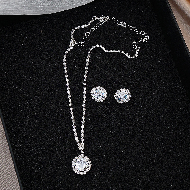 Set Vòng cổ Và Khuyên Tai Đính Đá Zircon