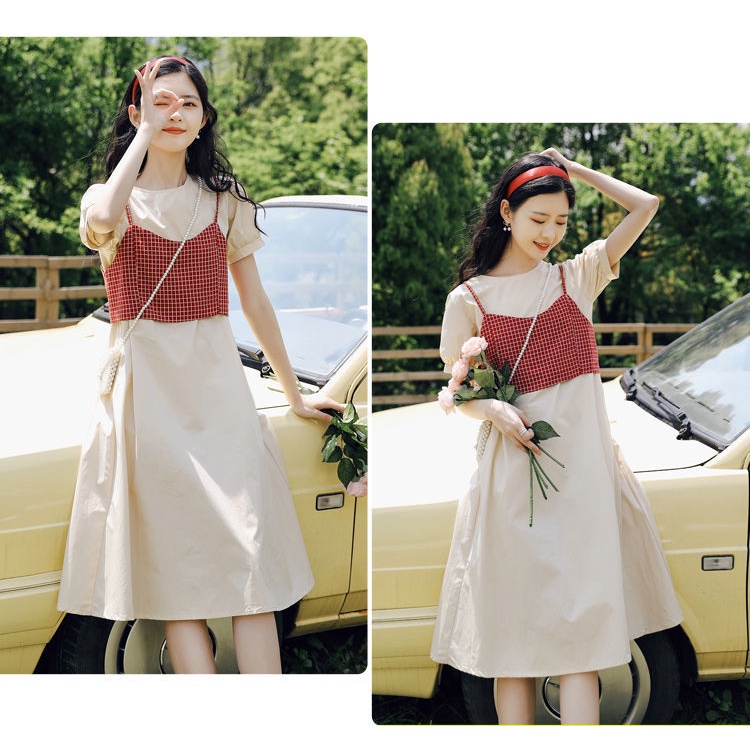 Đầm Tay Ngắn Màu Trơn Ôm Dáng Thời Trang Mùa Hè Cho Nữ