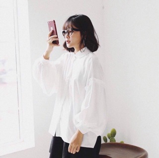 Sơ mi tay phồng cổ sen