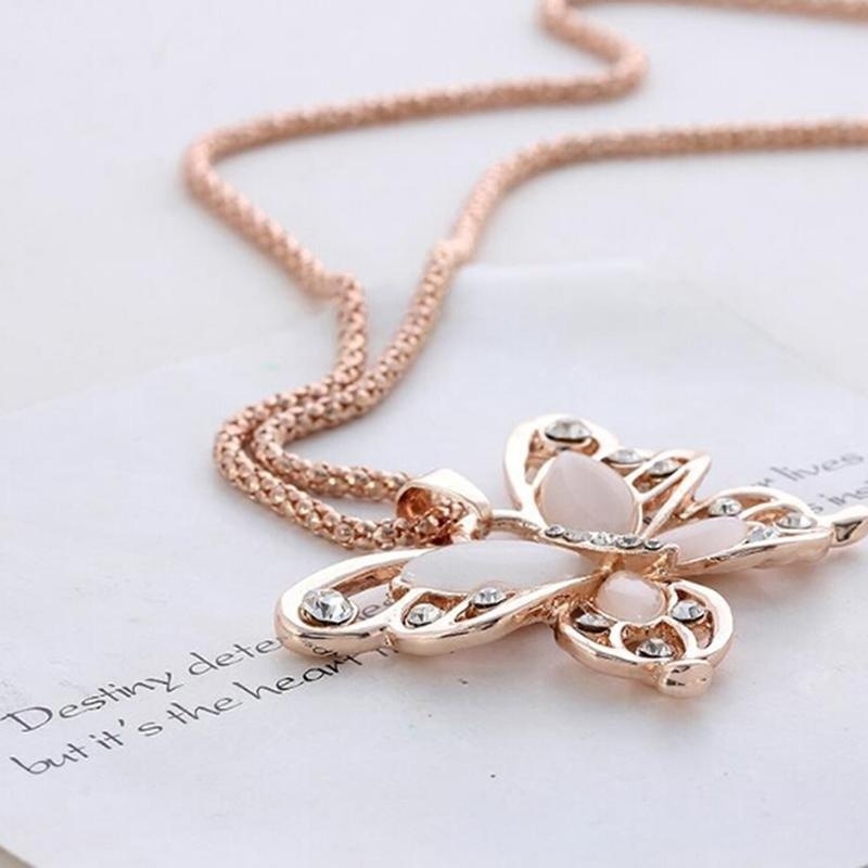 LADY ROSE vòng cổ Mặt Bướm Đính Đá Opal Cho Nữ