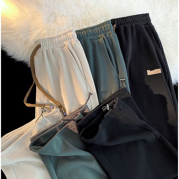 Quần Thể Thao Lưng Cao Ống Rộng Có 3 Màu Thời Trang Cho Nữ