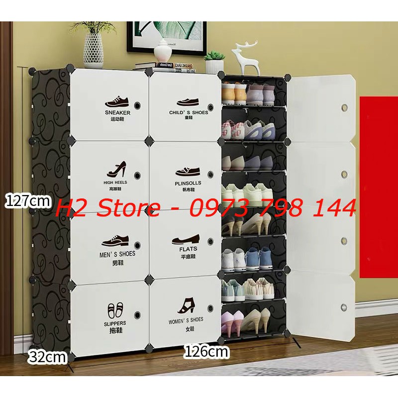 TỦ ĐỂ GIÀY LẮP GHÉP ĐA NĂNG 24 Ô (chia ô) CỬA TRẮNG GIÀY DÉP
