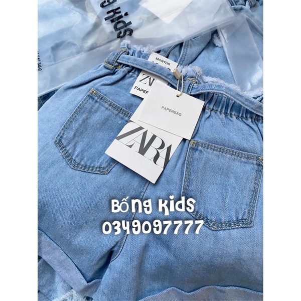 Quần Short Bé Gái Xanh Bạc Lật Gấu Kèm Belt ZR