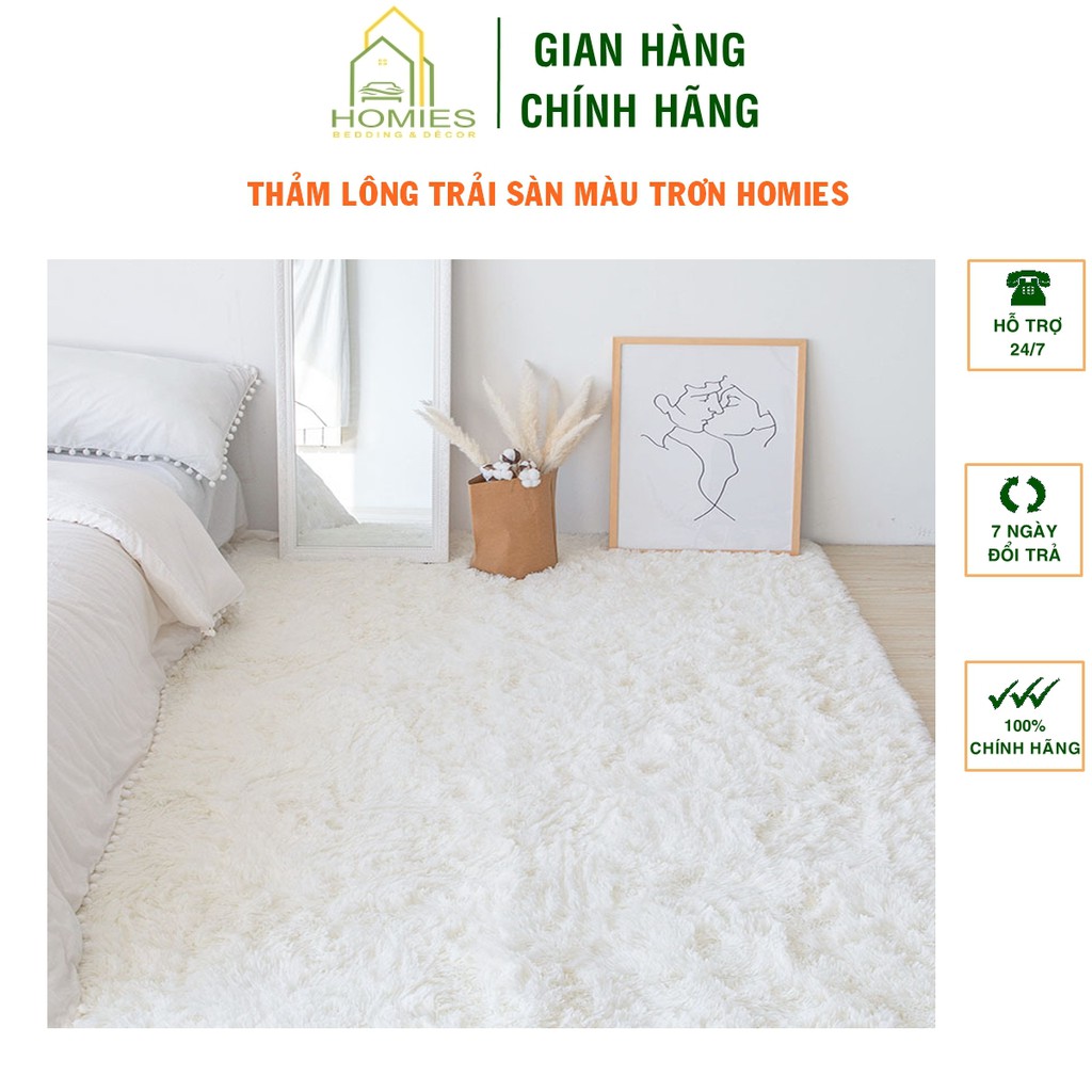 Thảm lông trải sàn HOMIES nhiều size (1m6 x 2m) (Đủ Màu) - Hàng loại 1 có mặt chống trượt lông dài