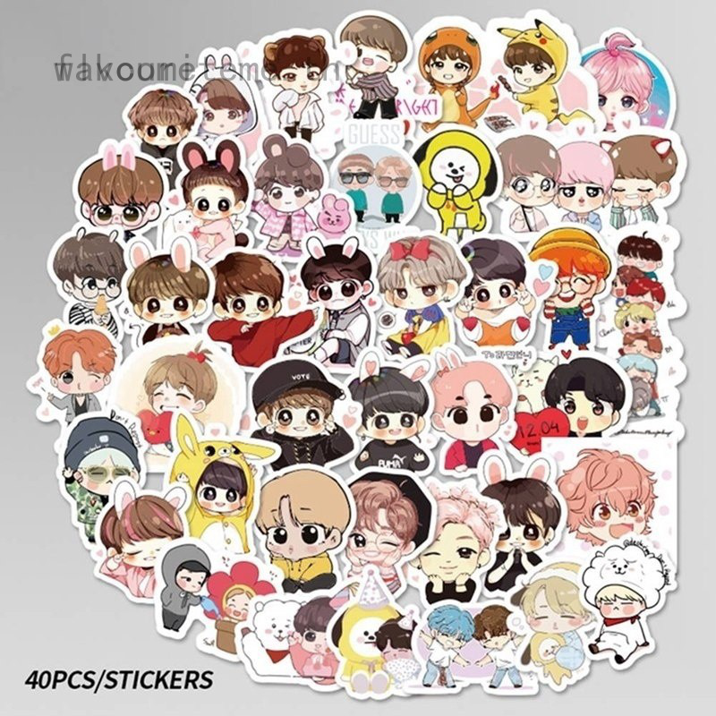 wlkcome.vn 40 nhãn dán họa tiết Kpop Bts Bangtan Boys Bt21 hoạt hình trang trí scrapbook độc đáo