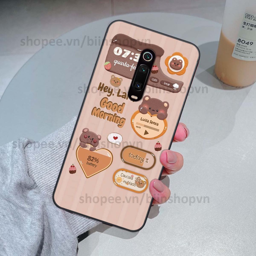 Ốp Xiaomi Redmi K20 / MI 9T in 3D icon gấu nổi siêu xinh, siêu đáng yêu, cá tính phong cách