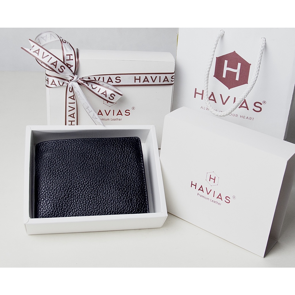 Zica HAVIAS ví ngang ngăn ảnh da bò thật Crossgrain cao cấp