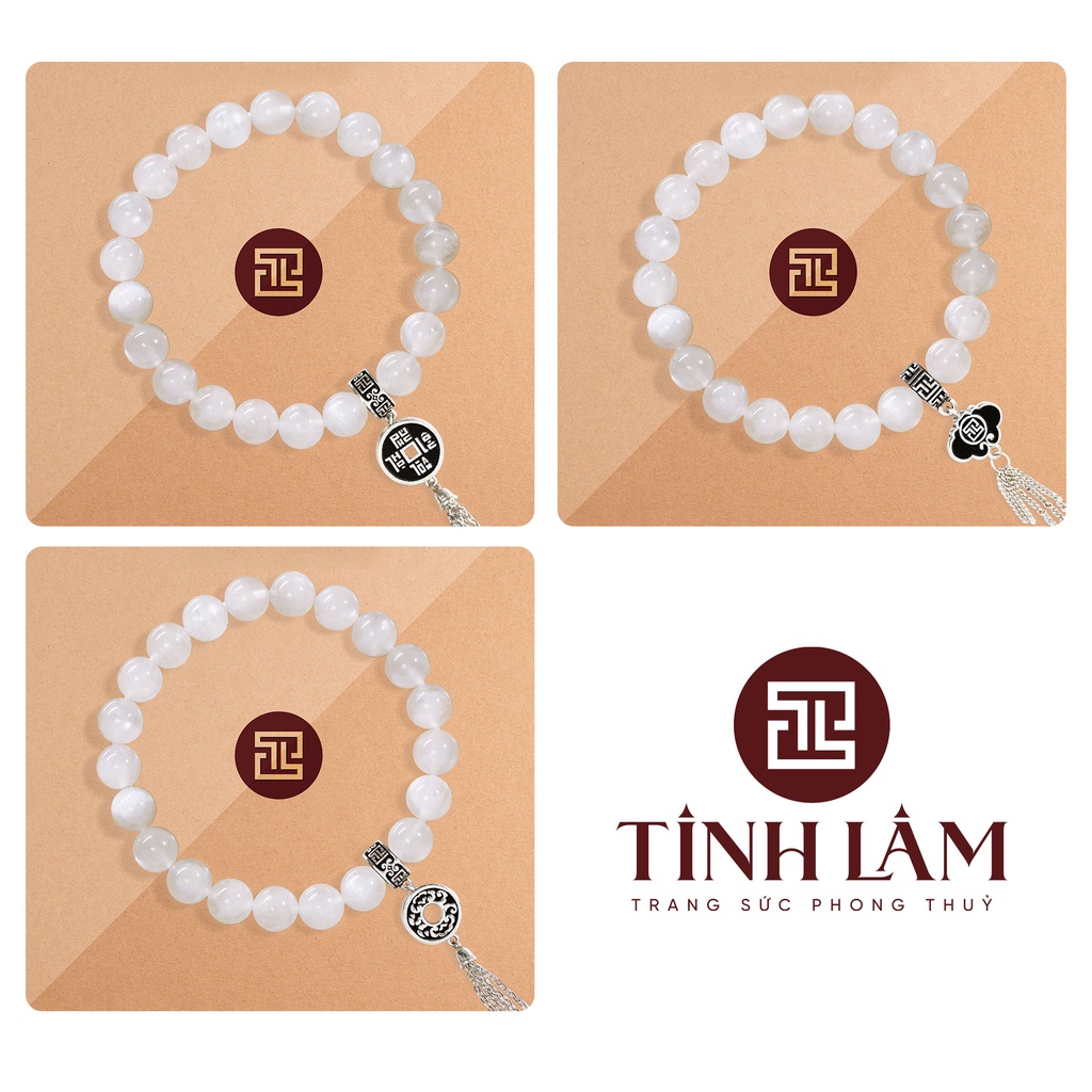 TINH LÂM Vòng Tay Phong Thủy Đá Moonstone 8 Li