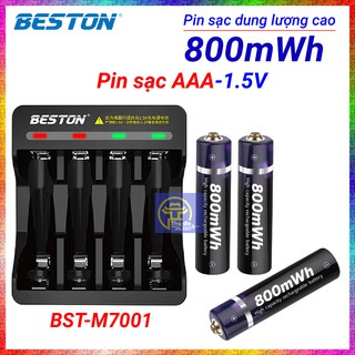 Pin sạc Lithium 1,5V- AAA chính hãng Beston 800mWh, Bộ sạc beston M7011 Sạc nhanh tự ngắt