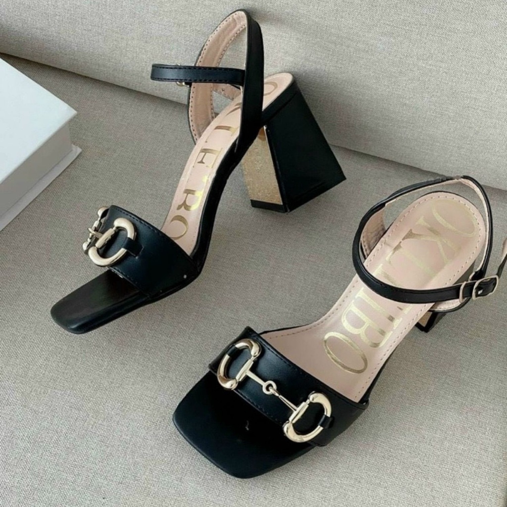 Giày cao gót 7 phân quai ngang Thiên Hương VNXK BP23C1 Sandal cao gót nữ đế vuông 7p cm mặc áo dài