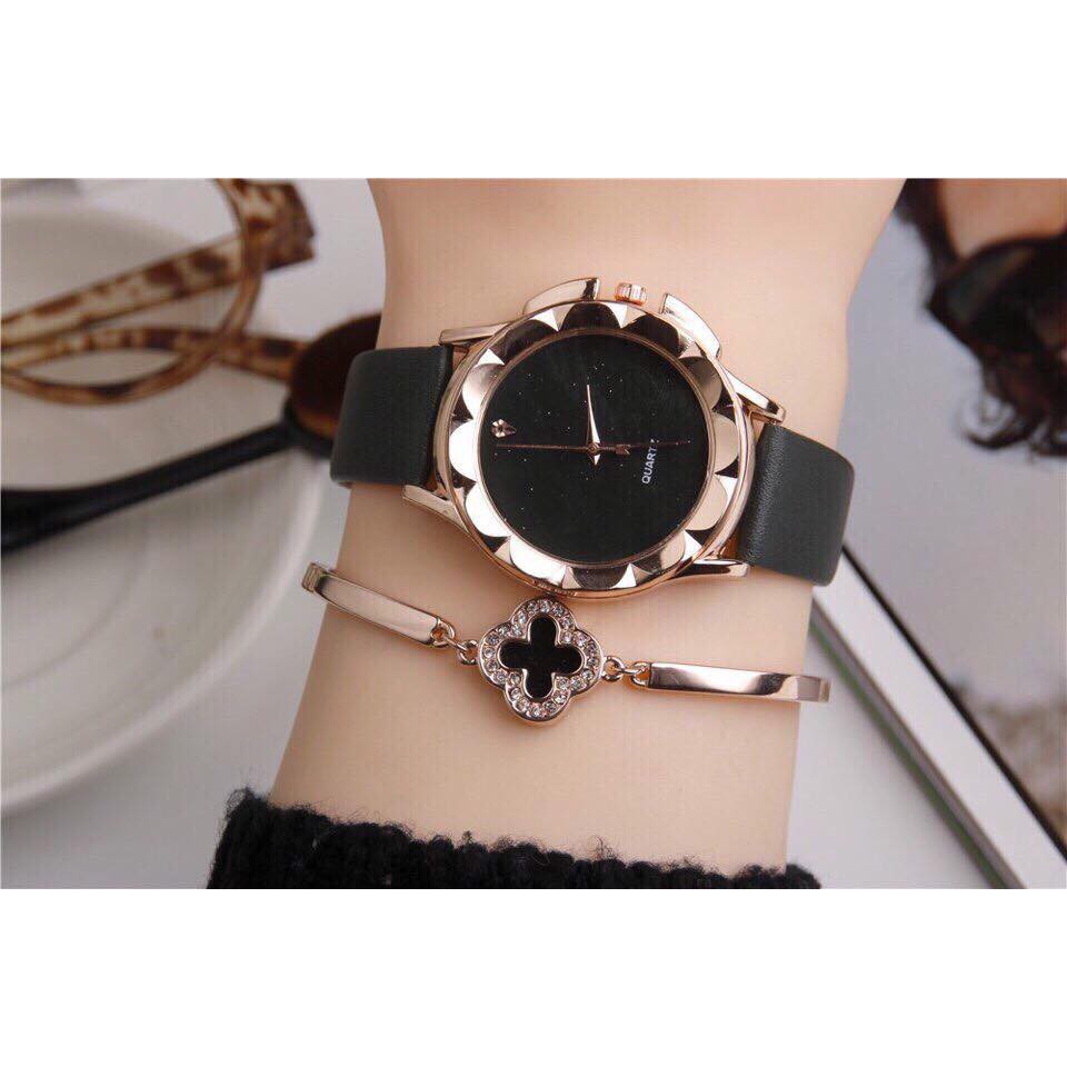 Đồng hồ thời trang nữ Viser VS04 viền hoa cực đẹp mặt to cá tính | BigBuy360 - bigbuy360.vn