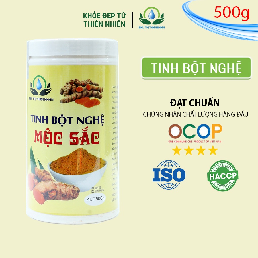 Tinh bột nghệ vàng nguyên chất Mộc Sắc cao cấp hộp 500g dùng để uống, làm mặt nạ đắp mặt