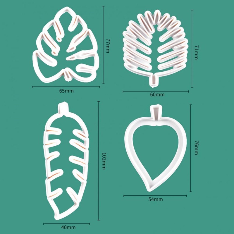 set 4 khuôn cắt nhựa hình lá trang trí bánh fondant