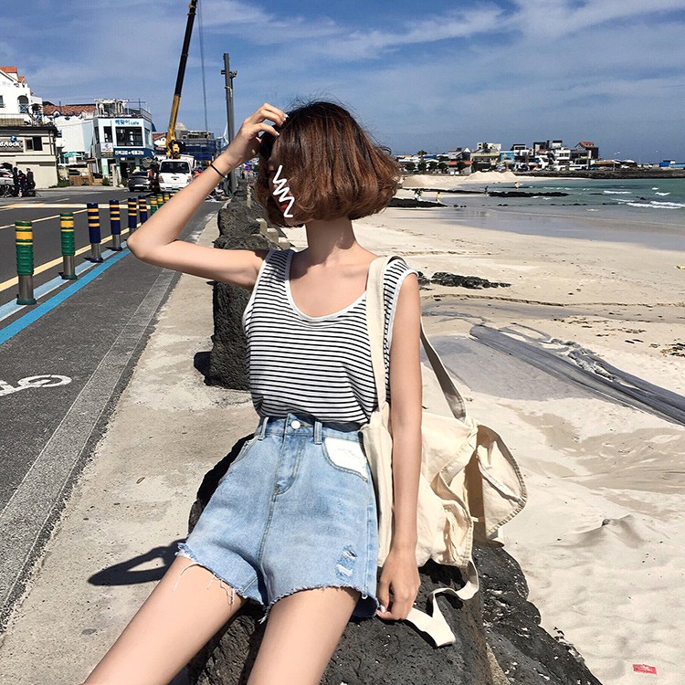 Quần ngắn denim Xiaozhainv phong cách Hàn Quốc cho nữ | BigBuy360 - bigbuy360.vn