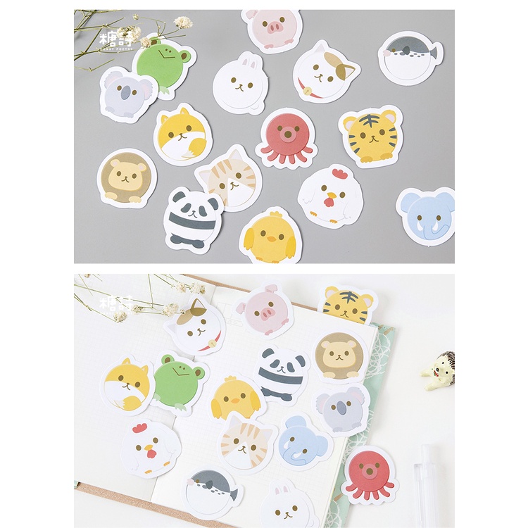 Sticker chủ đề Thú Xinh - Hộp 45 miếng dán trang trí sổ tay Bullet Journal - M044