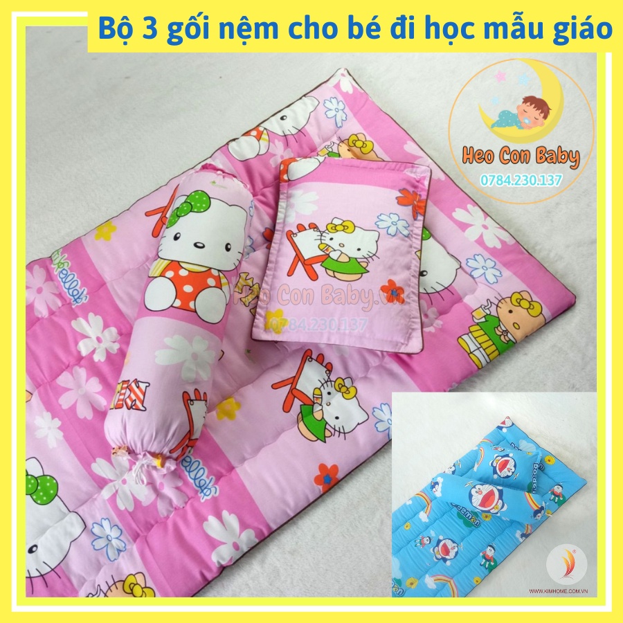 Bộ Gối Nệm Cho Bé Đi Học Mẫu Giáo Vải Cotton Thắng Lợi Chuẩn Xịn ( 3 món )