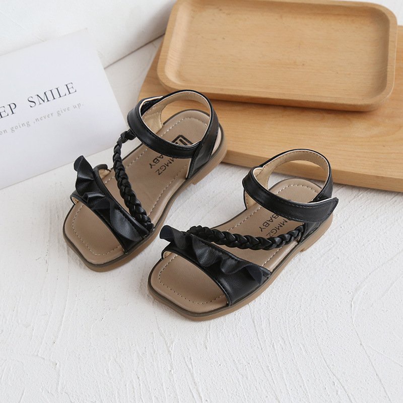 (Mới Full hộp)Dép sandal quai chéo đế mềm nhún nơ bèo cho bé gái từ 2 đến 7 tuổi chống trơn da PU cao cấp