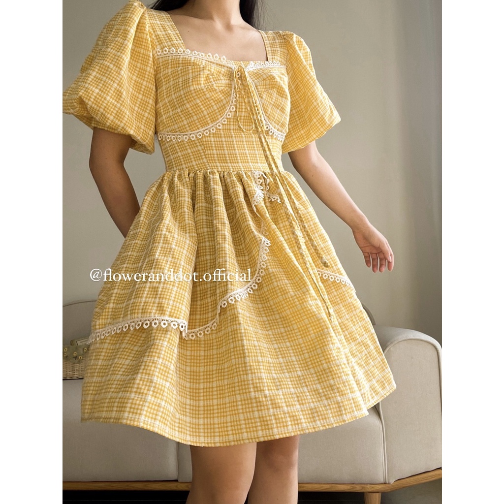 Đầm Jolie vàng mini dáng xòe, đầm công chúa đi chơi - Flower & Dot