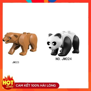 Đồ chơi minifigures động vật gấu nâu gấu trúc jm023 jm024