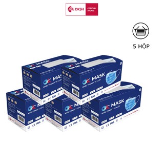 Combo 5 Hộp Khẩu Trang Y Tế Cao Cấp Ok Mask 4 Lớp, Đạt Chuẩn Kháng Khuẩn, Chất Liệu Mềm Mại