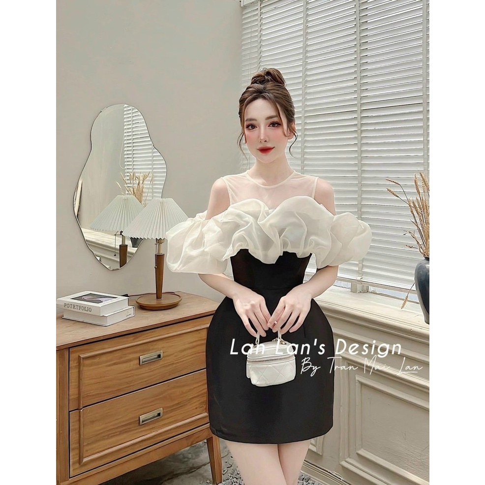 [Miễn Phí Ship 50K-GIAN HÀNG CHÍNH HÃNG] Đầm nữ thời trang mặc đi tiệc, Đầm nữ umi phối voan có mút có lót quần đi tiệc