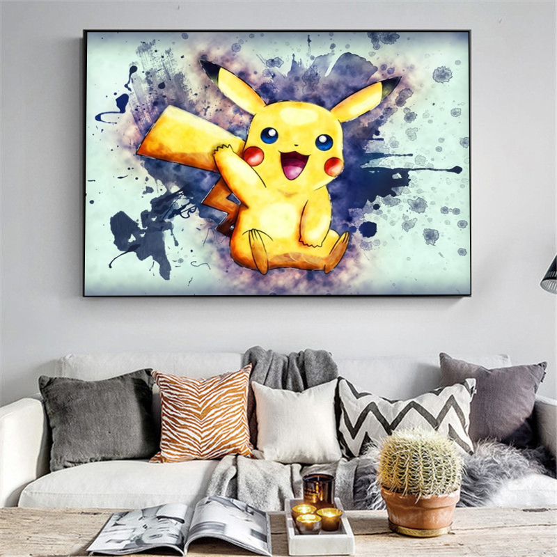 Tranh Đính Đá 5d Tự Làm Hình Pikachu Hoạt Hình