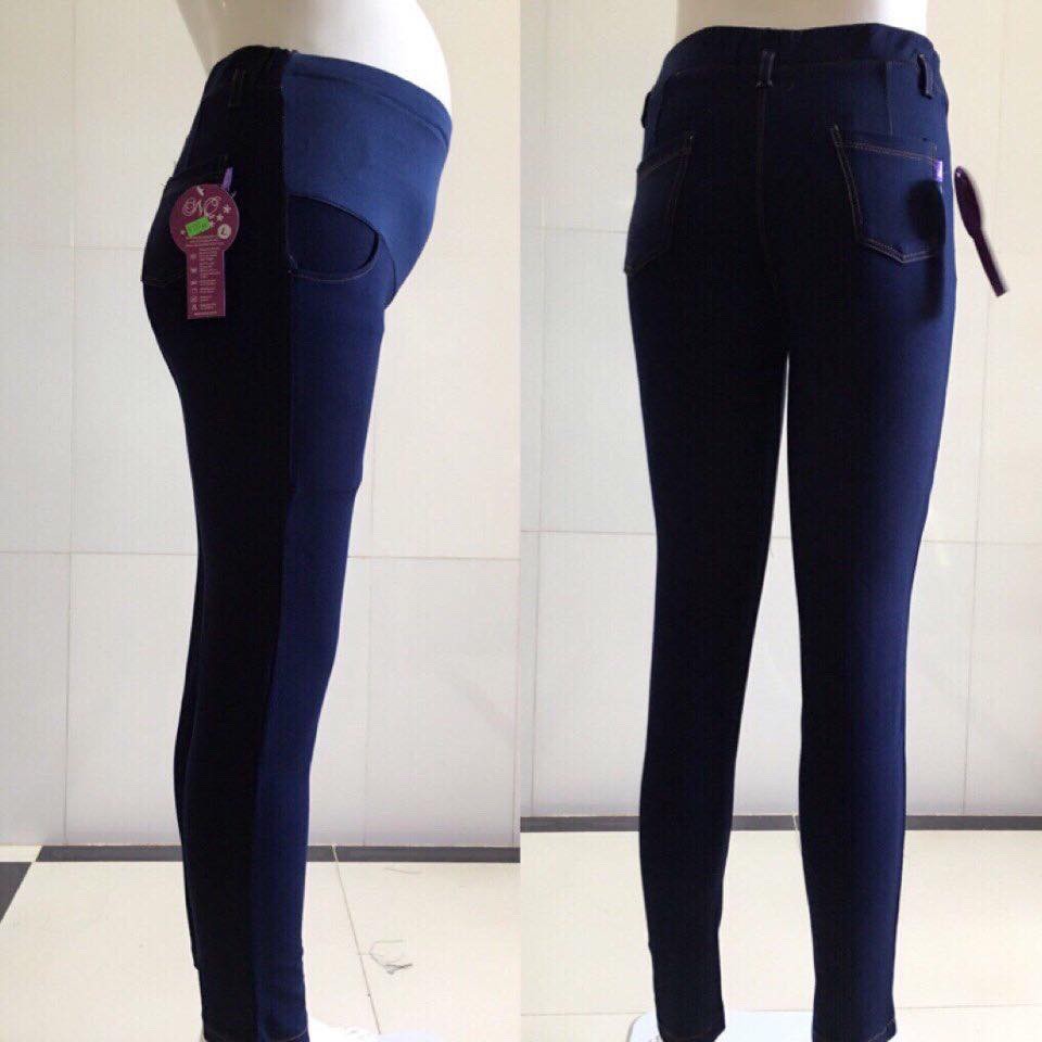 Quần bầu legging dài giả Jean chất cotton mịn đẹp co giãn tốt
