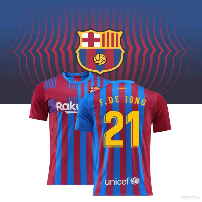 Áo thun bóng đá tay ngắn cổ tròn dáng rộng in logo đội tuyển Barcelona Dembele thời trang mùa xuân mới NO.21