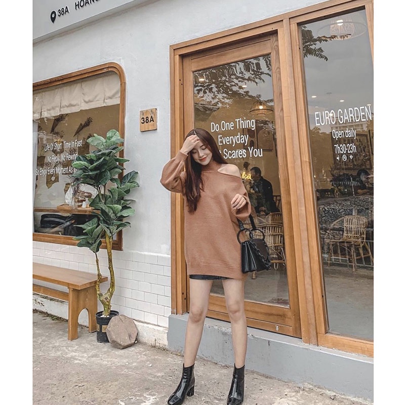 Áo Len Xẻ Vai, Áo Len Dáng Dài Giấu Quần Quảng Châu M2901-Violet | BigBuy360 - bigbuy360.vn