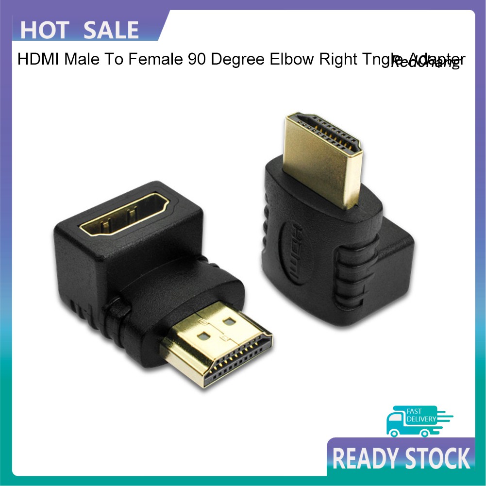 -SPQ- 2Pcs 90 Degrees Right Angle HDMI Male to Female Adapter Converter Connector