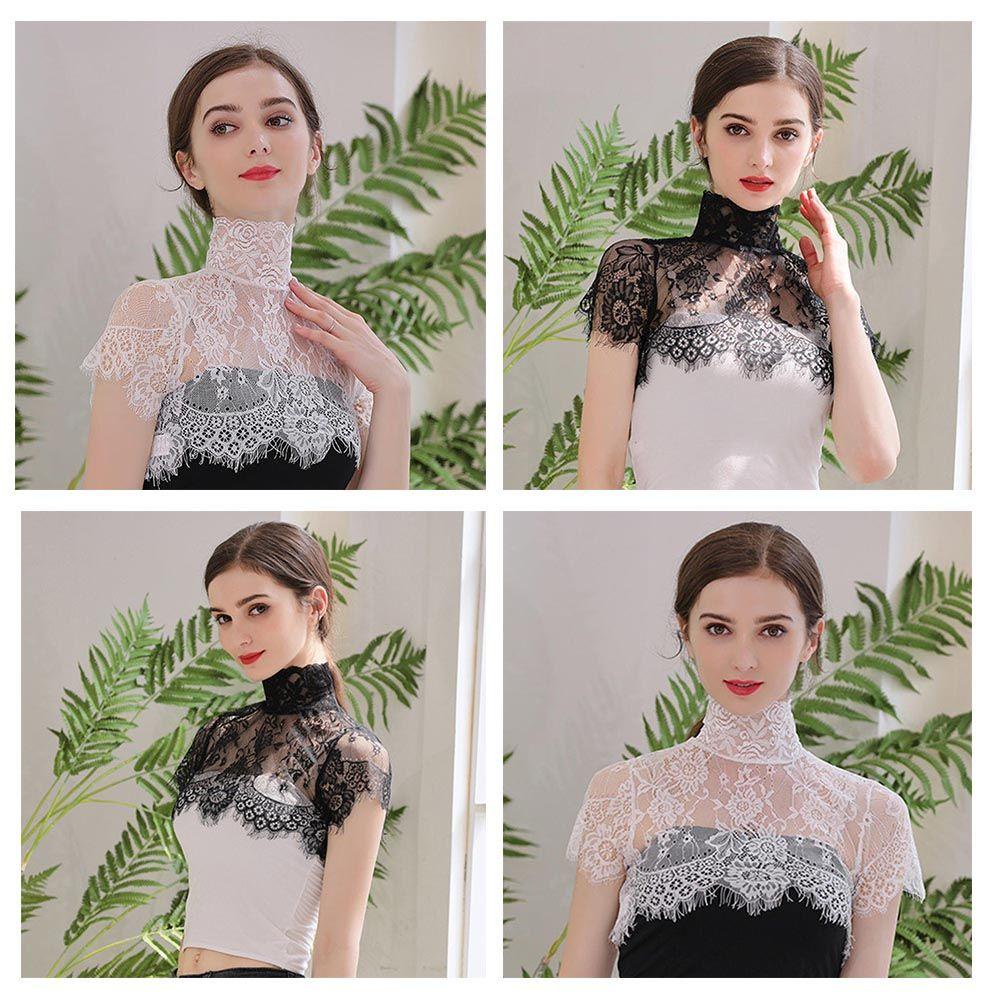 Vỏ Bọc Cổ Áo Cưới Bằng Ren Hoa Hồng Có Thể Tháo Rời