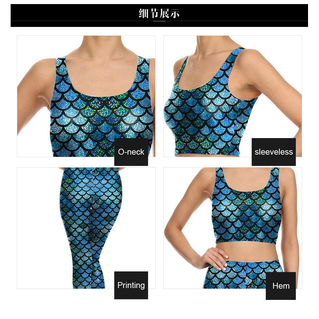 Quần legging họa tiết vảy cá cho nữ