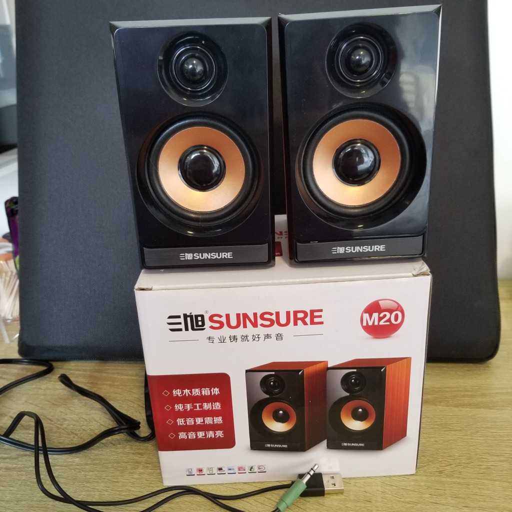 Loa Vỏ Gỗ - Loa Vi Tính M20 - Đôi Loa Vi Tính Sunsure M20 - Speaker Sunsure M20