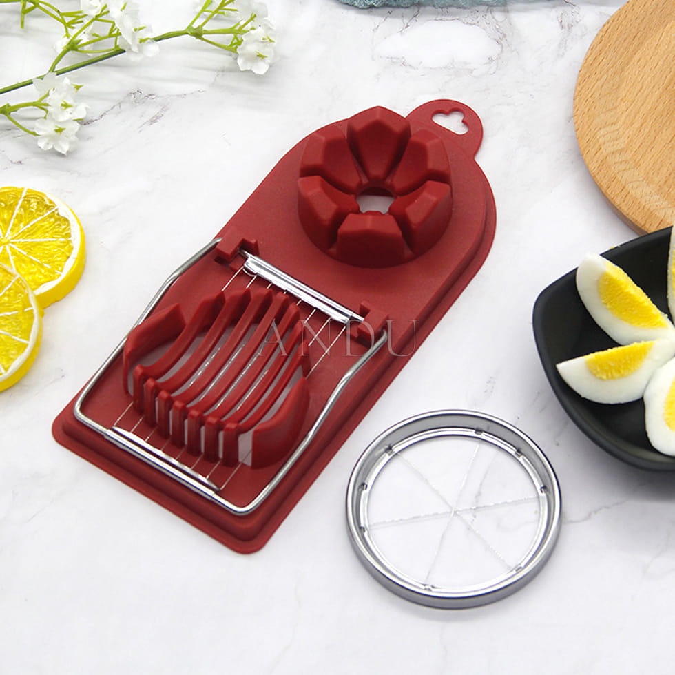 Dụng Cụ Cắt Trứng Luộc 2 Trong 1 Bằng Thép Không Gỉ