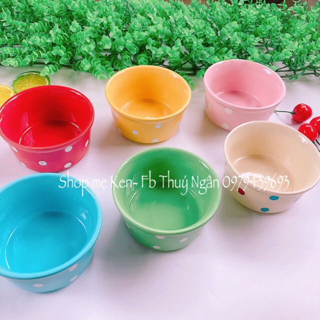 Bát sứ chấm bi cho bé ăn dặm