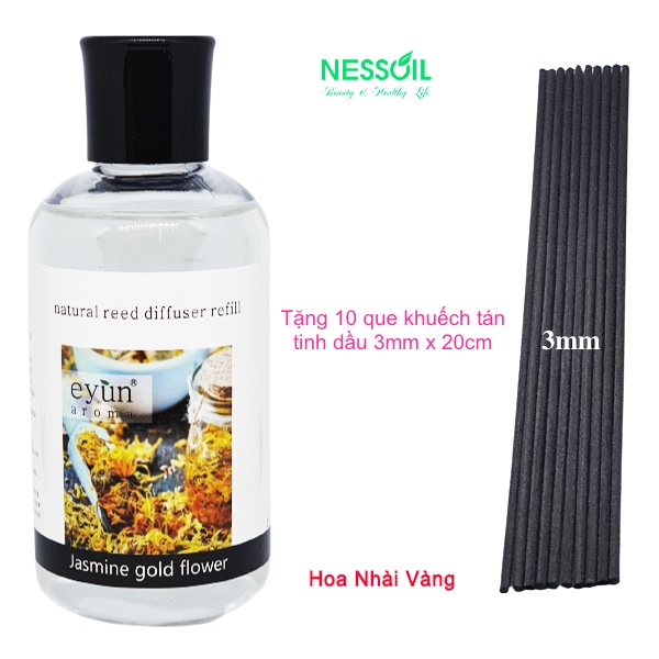 Tinh dầu Refill (thay thế, bổ sung) 180ml, hương hoa Nhài Vàng, dùng cắm que khuếch tán, rót vào bộ cắm đã cạn tinh dầu