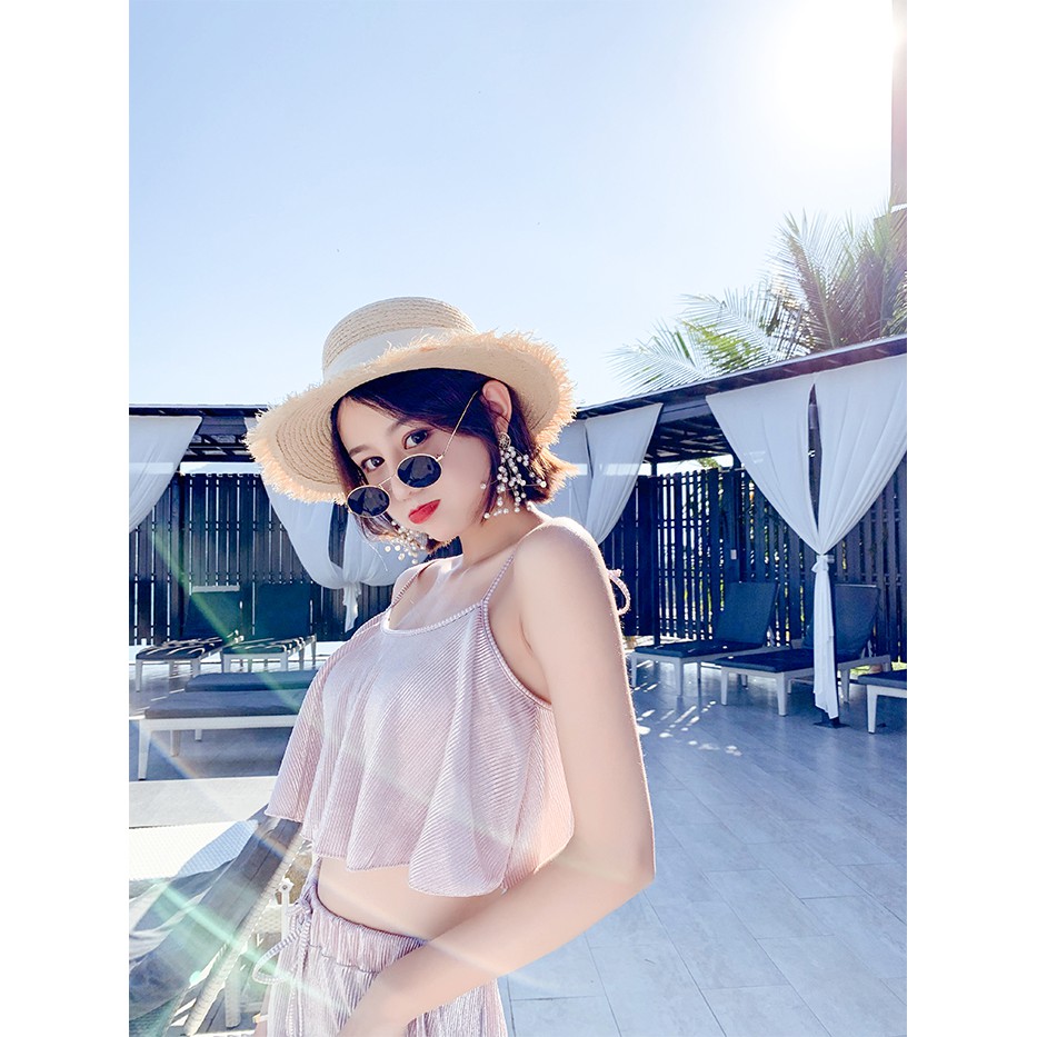 Mũ Cói Chống Nắng Đính Nơ Phong Cách Hàn Quốc Cho Nữ