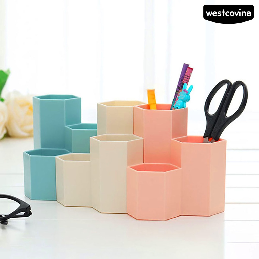 [Hot]✍Giá Đỡ Bút 3 Ngăn Hình Lục Giác Tiết Kiệm Không Gian Tiện Dụng