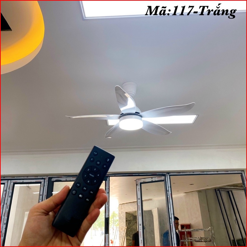 Quạt Trần Đèn 117T Động Cơ DC Chạy Êm Và Tiết Kiệm Điện,Có Kèm Móc Cao Su Treo Tiện Dụng,Bảo Hành 2 Năm