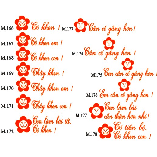 Con dấu tiểu học (Cô khen, con cần cố gắng,... ) ngộ nghĩnh nhiều mẫu - mộc chống nước