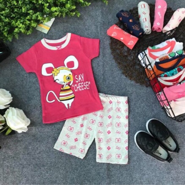 combo 5 bộ bozip/borip cộc tay bé trai/bé gái 8-22kg