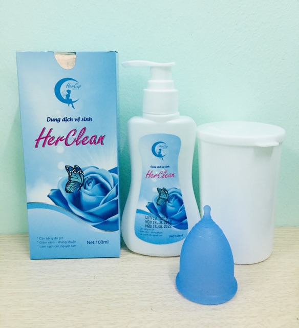 Gel rửa + cốc khử trùng cốc nguyệt san
