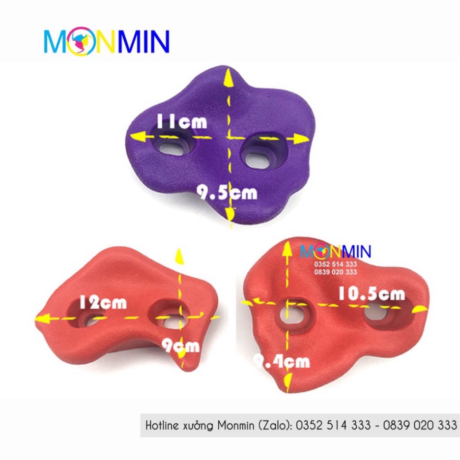 Mấu leo núi trẻ em Monmin gắn tường trong nhà, ngoài trời loại 2 lỗ vít chuyên dụng - Hàng cao cấp