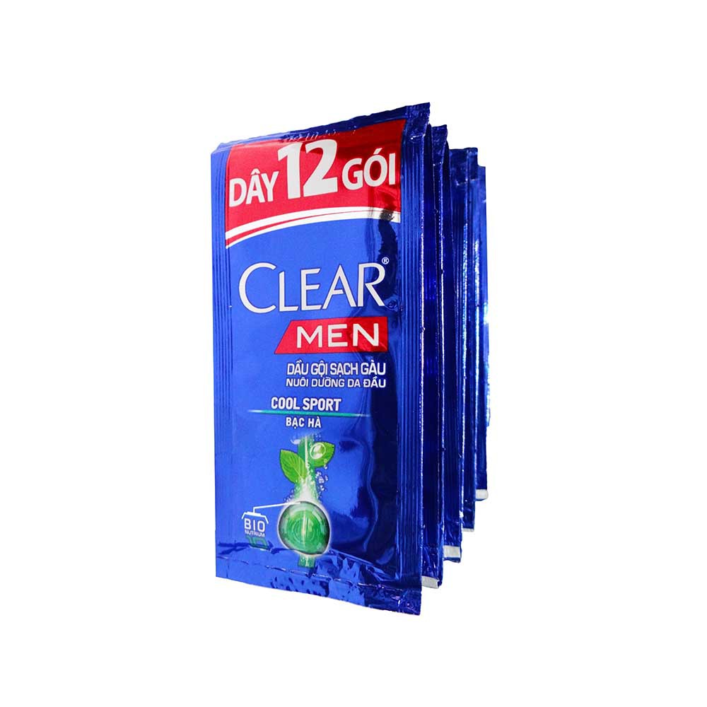 Dầu gội Clear Men Bạc hà dây 12 gói x 5g