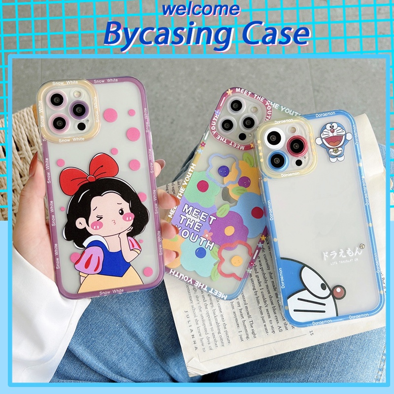 Ốp điện thoại TPU mềm trong suốt họa tiết hoa bạch tuyết hoạt hình cho iPhone 13 Pro Max 11 12 7 8 Plus XS XR